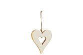 Hanger Dubbel Hart Mangohout Wit Small - (40135)